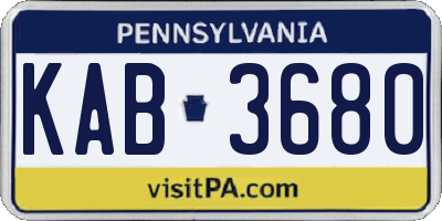 PA license plate KAB3680
