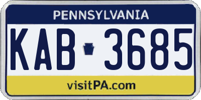 PA license plate KAB3685