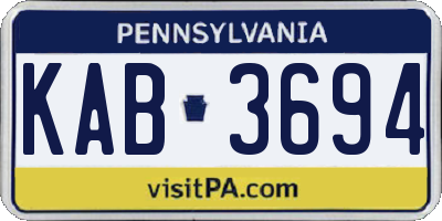 PA license plate KAB3694