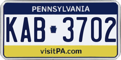 PA license plate KAB3702