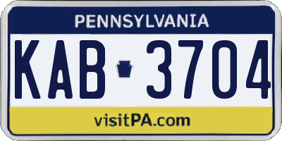 PA license plate KAB3704