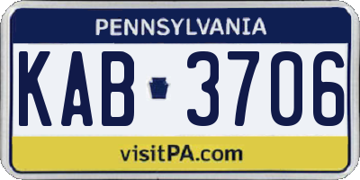 PA license plate KAB3706