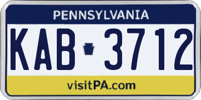 PA license plate KAB3712