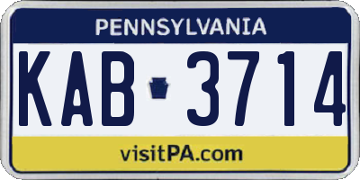PA license plate KAB3714