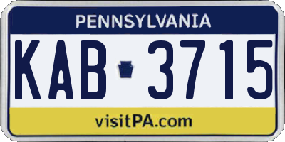 PA license plate KAB3715