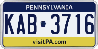 PA license plate KAB3716