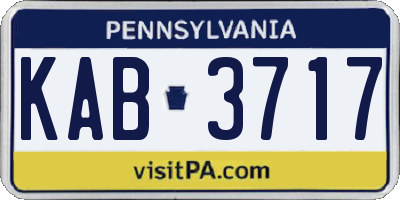 PA license plate KAB3717