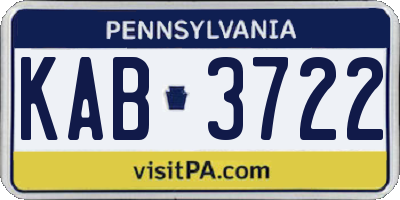 PA license plate KAB3722