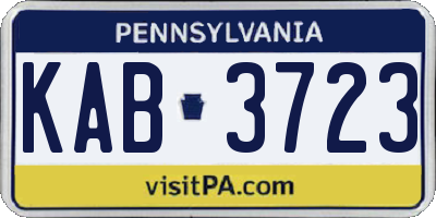 PA license plate KAB3723