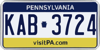 PA license plate KAB3724