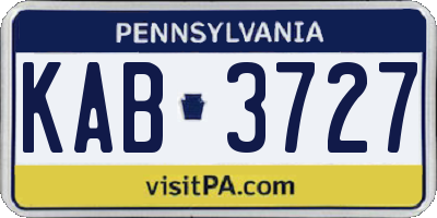PA license plate KAB3727