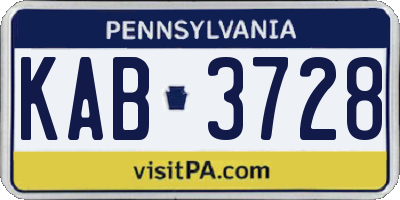 PA license plate KAB3728