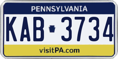 PA license plate KAB3734