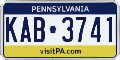 PA license plate KAB3741