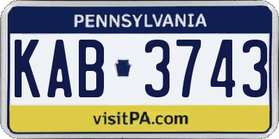 PA license plate KAB3743