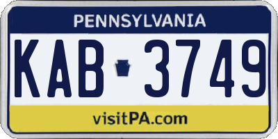 PA license plate KAB3749