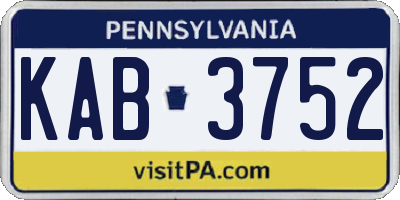 PA license plate KAB3752