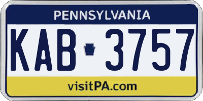 PA license plate KAB3757