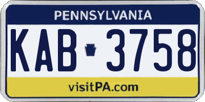 PA license plate KAB3758