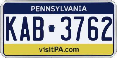 PA license plate KAB3762