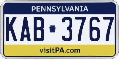 PA license plate KAB3767