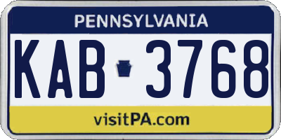 PA license plate KAB3768