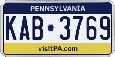 PA license plate KAB3769