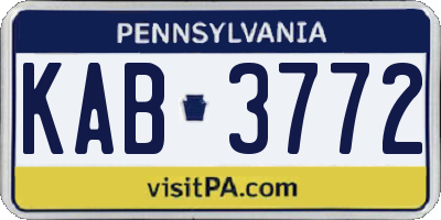 PA license plate KAB3772