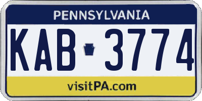 PA license plate KAB3774