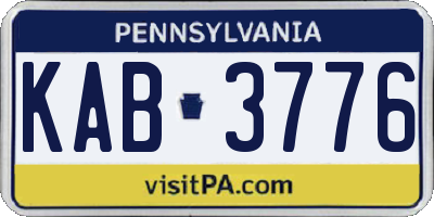 PA license plate KAB3776