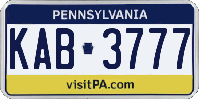 PA license plate KAB3777