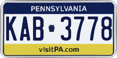 PA license plate KAB3778
