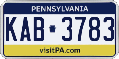 PA license plate KAB3783