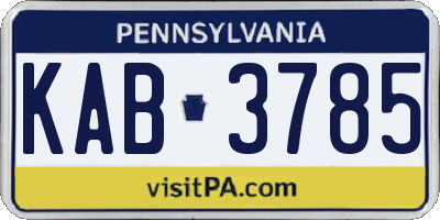 PA license plate KAB3785