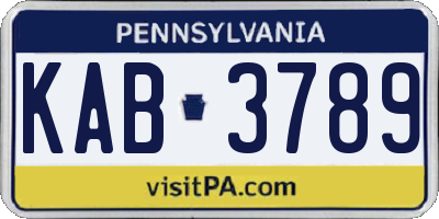 PA license plate KAB3789