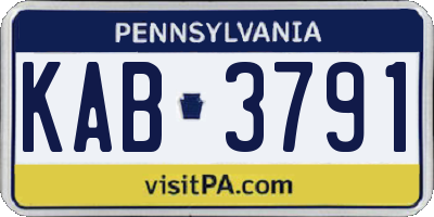 PA license plate KAB3791