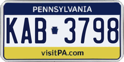 PA license plate KAB3798