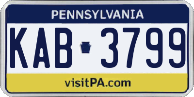 PA license plate KAB3799