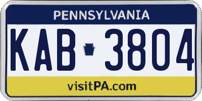 PA license plate KAB3804