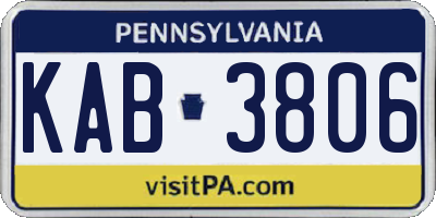PA license plate KAB3806