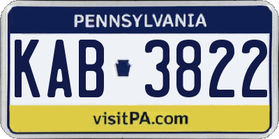PA license plate KAB3822