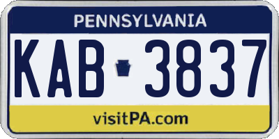 PA license plate KAB3837