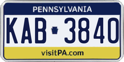 PA license plate KAB3840