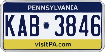 PA license plate KAB3846