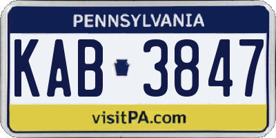 PA license plate KAB3847