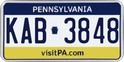 PA license plate KAB3848