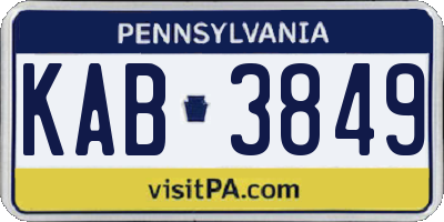 PA license plate KAB3849