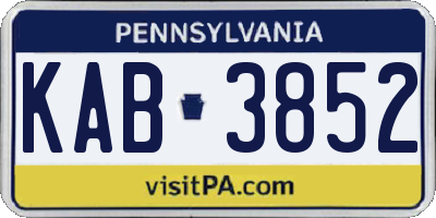PA license plate KAB3852