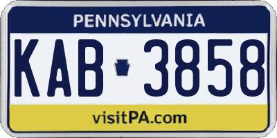 PA license plate KAB3858