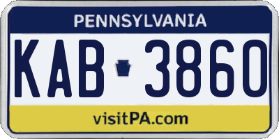 PA license plate KAB3860